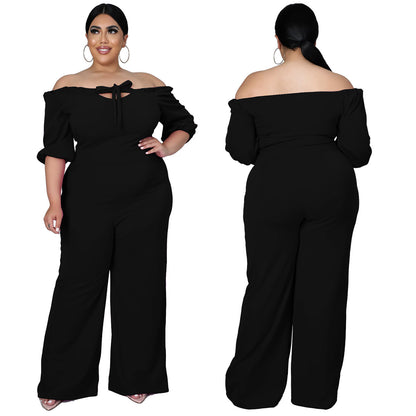Women's Plus-Size Off-the-Shoulder Sexy Tube Jumpsuit
