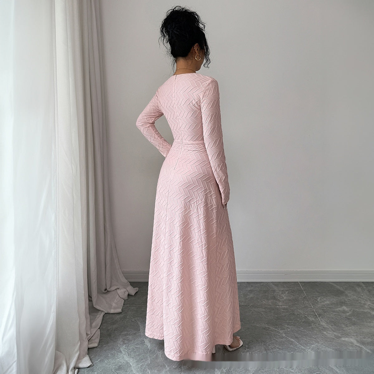 Deep V Long Sleeve Dress Women