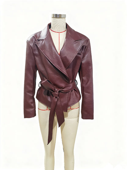 Women's Motorcycle Cool Strapped Temperament Leather Jacket