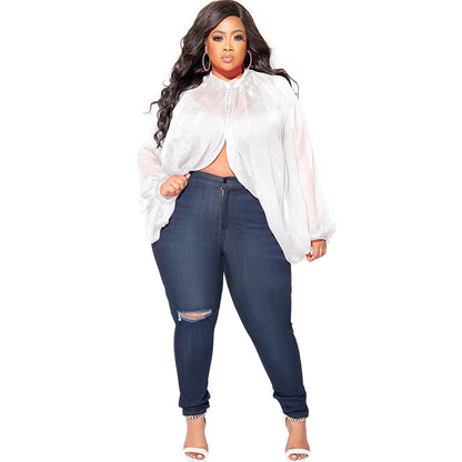 Women's Plus-Size Crew-Neck Chiffon Top With Tie-up Straps