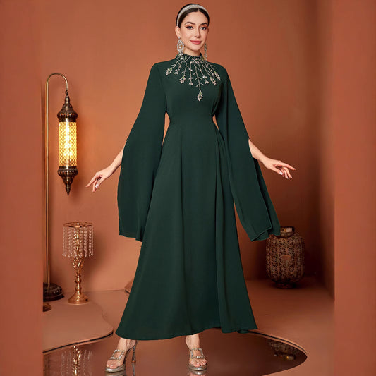 Long Sleeve Seam Diamond Fashion Socialite Maxi Elegant Evening Dress