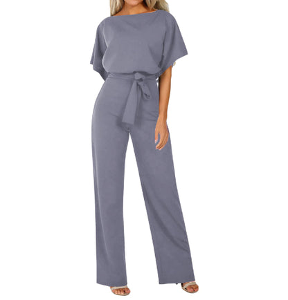 Sexy Women’s Short-Sleeve Straight-Leg Jumpsuit