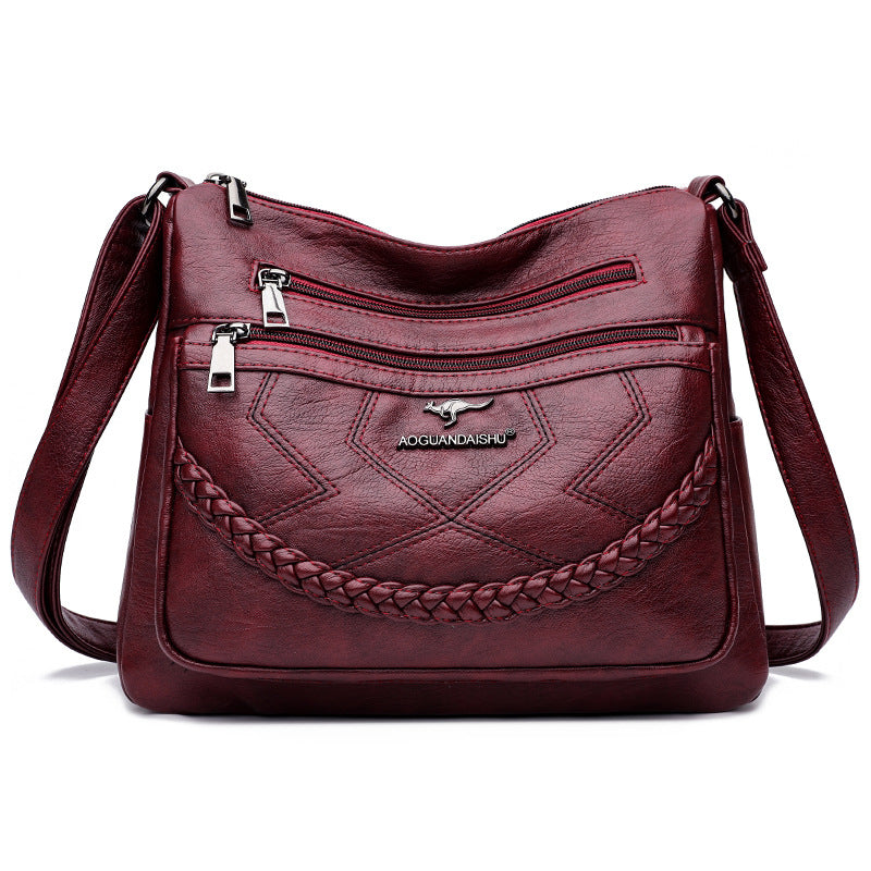 Fashion Shoulder Bag Soft Leather Middle-aged Women's Large Capacity