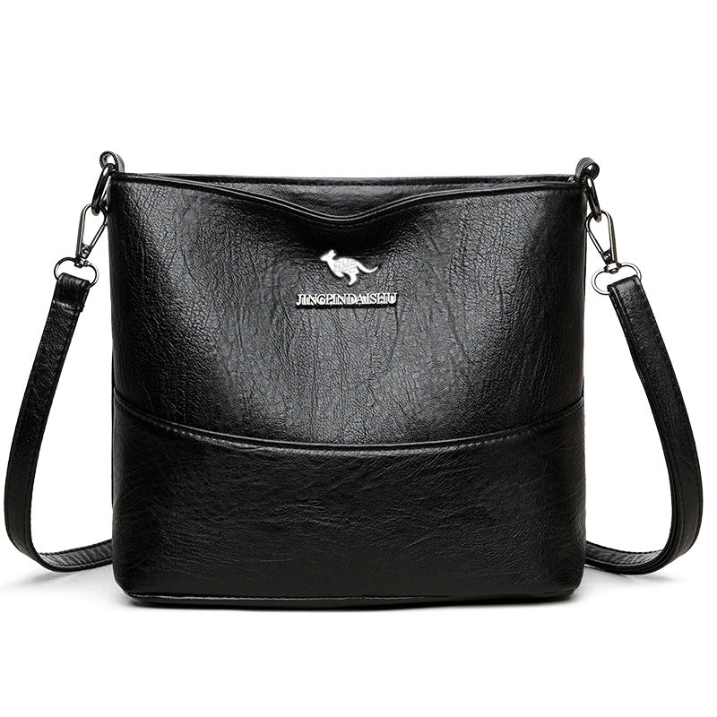 New Stylish Good Texture Soft Leather Wide Strap Crossbody Bag