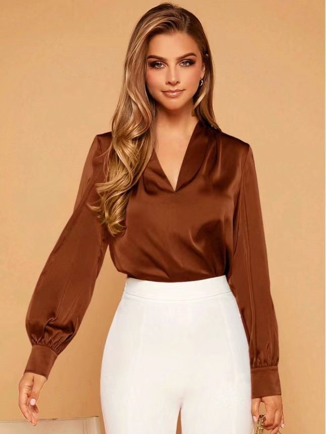 Women's Long-sleeved Satin Shirt