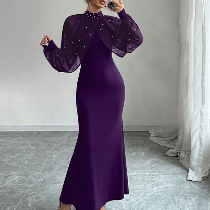 Womens Solid-Color Fashionable Patchwork Bodycon Dress