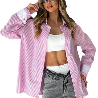 Oversize Loose Striped Blouse For Women