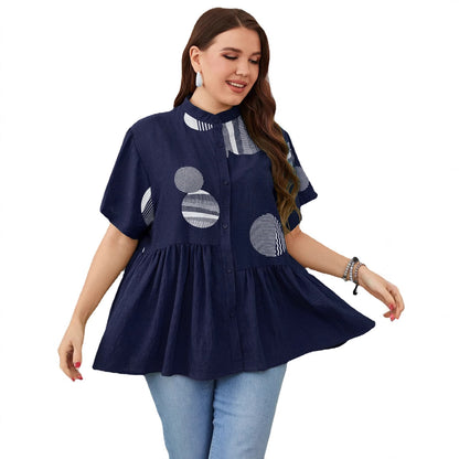 Women's Slim-fit Ruffled Short-sleeved Shirt