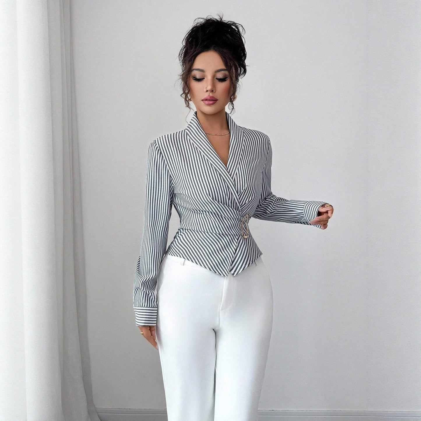 Irregular-shaped Metal Embellished Top For Women