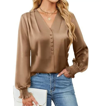 Long Sleeve V-neck Women's Shirt