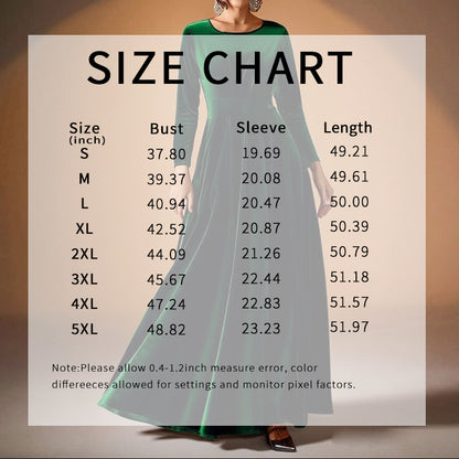 Women's Elegant Velvet Pleated Long Sleeve Cocktail Party Formal Wedding Guest A-Line Maxi Long Dress