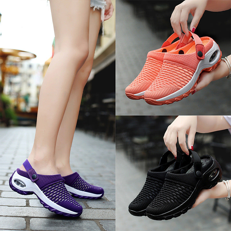 Hollow Out Shoes Mesh Casual Air Cushion Increased Sandals And Slippers