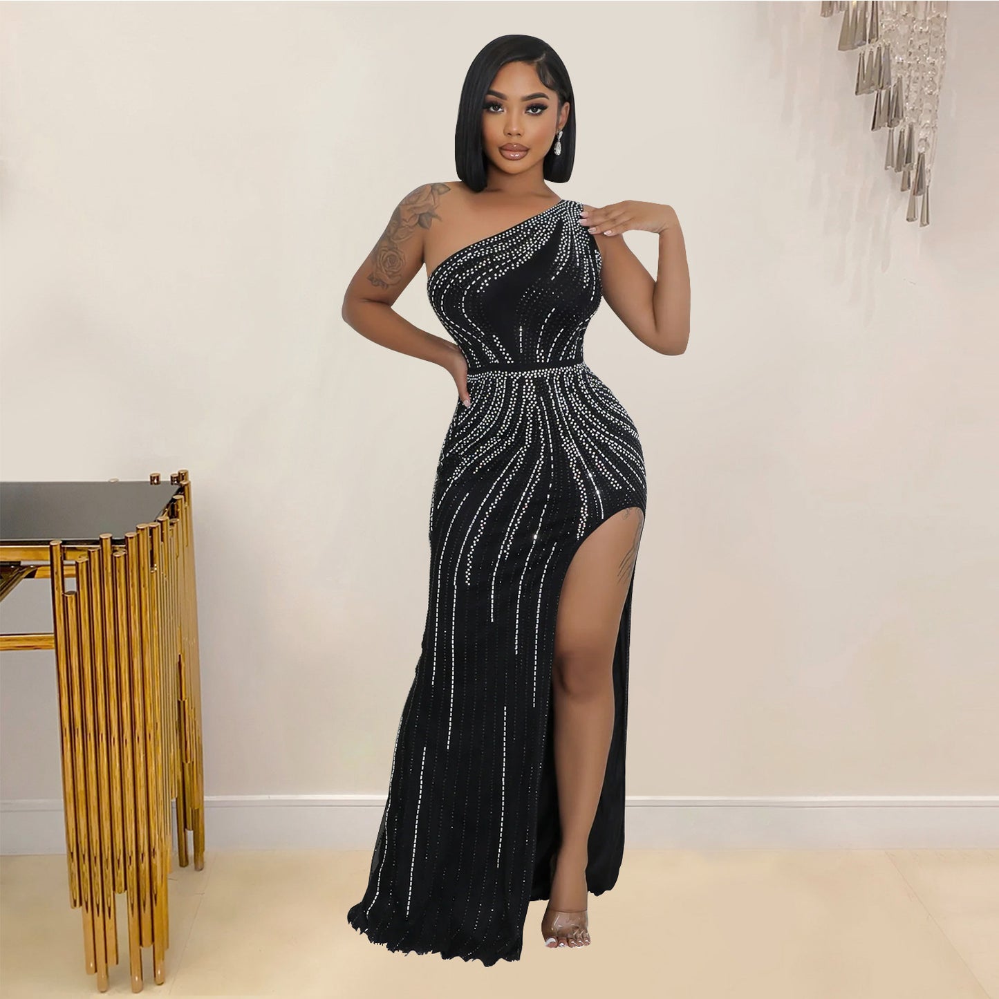 Fashionable And Sexy Rhinestone-embellished Dress For Women