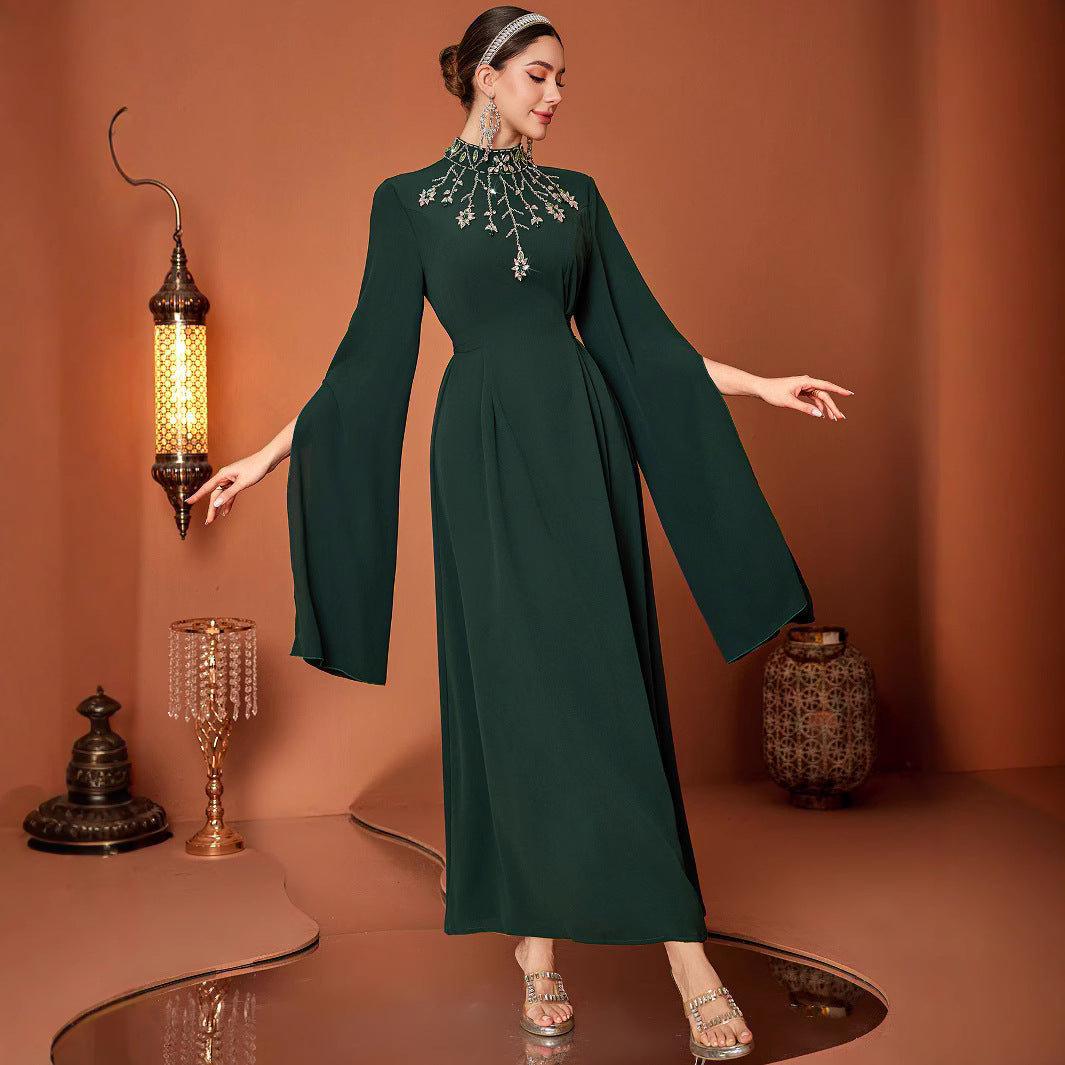 Long Sleeve Seam Diamond Fashion Socialite Maxi Elegant Evening Dress