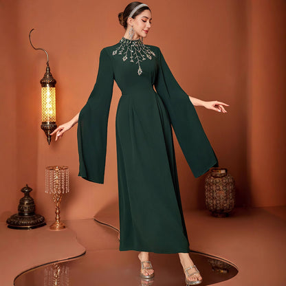 Long Sleeve Seam Diamond Fashion Socialite Maxi Elegant Evening Dress