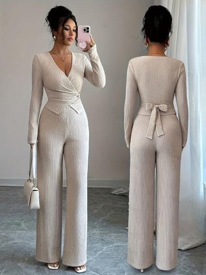 New Relaxed-fit Figure-flattering Knit Casual Two-piece Set With A Sexy Vibe