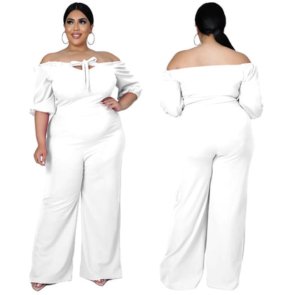 Women's Plus-Size Off-the-Shoulder Sexy Tube Jumpsuit