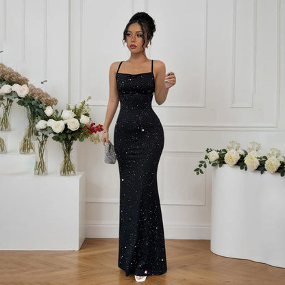 Chic Body-hugging Sexy Backless Sequin Slip Dress