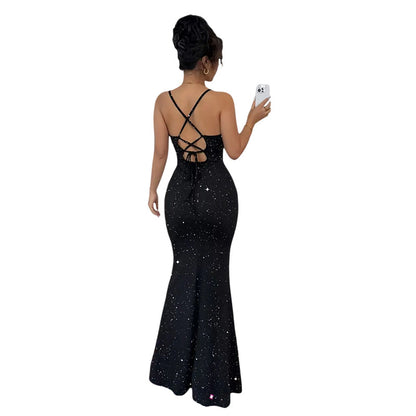Chic Body-hugging Sexy Backless Sequin Slip Dress