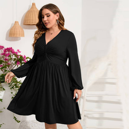 Plus Size Women's Elegant V-neck Dress