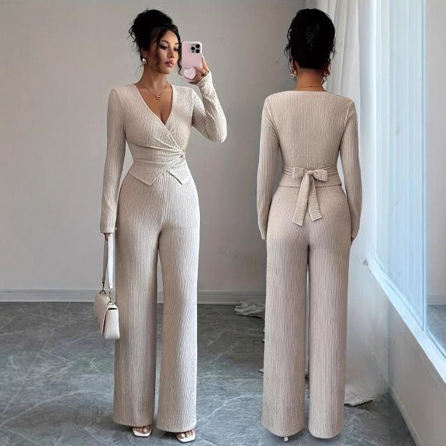 New Relaxed-fit Figure-flattering Knit Casual Two-piece Set With A Sexy Vibe