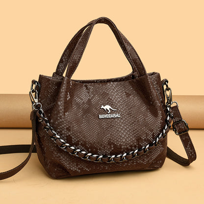 Niche Chain Versatile Genuine Leather Pleated Shoulder Bag