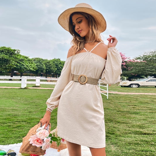 Loose Casual Off-shoulder Sleeveless Long Sleeve Dress