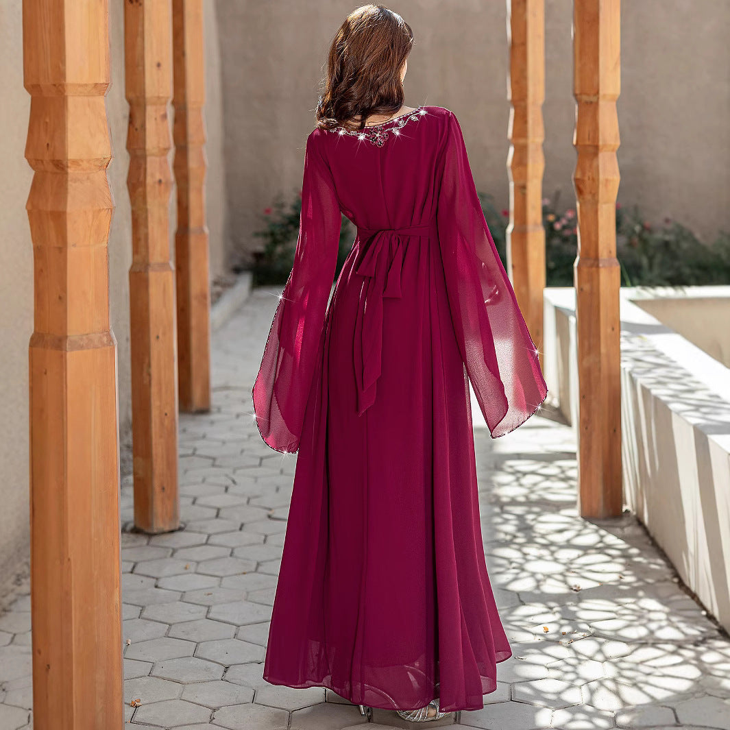 Middle East Clothing Robe Handmade Beaded Maxi Dress Fashion Gown Dress