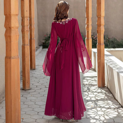 Middle East Clothing Robe Handmade Beaded Maxi Dress Fashion Gown Dress