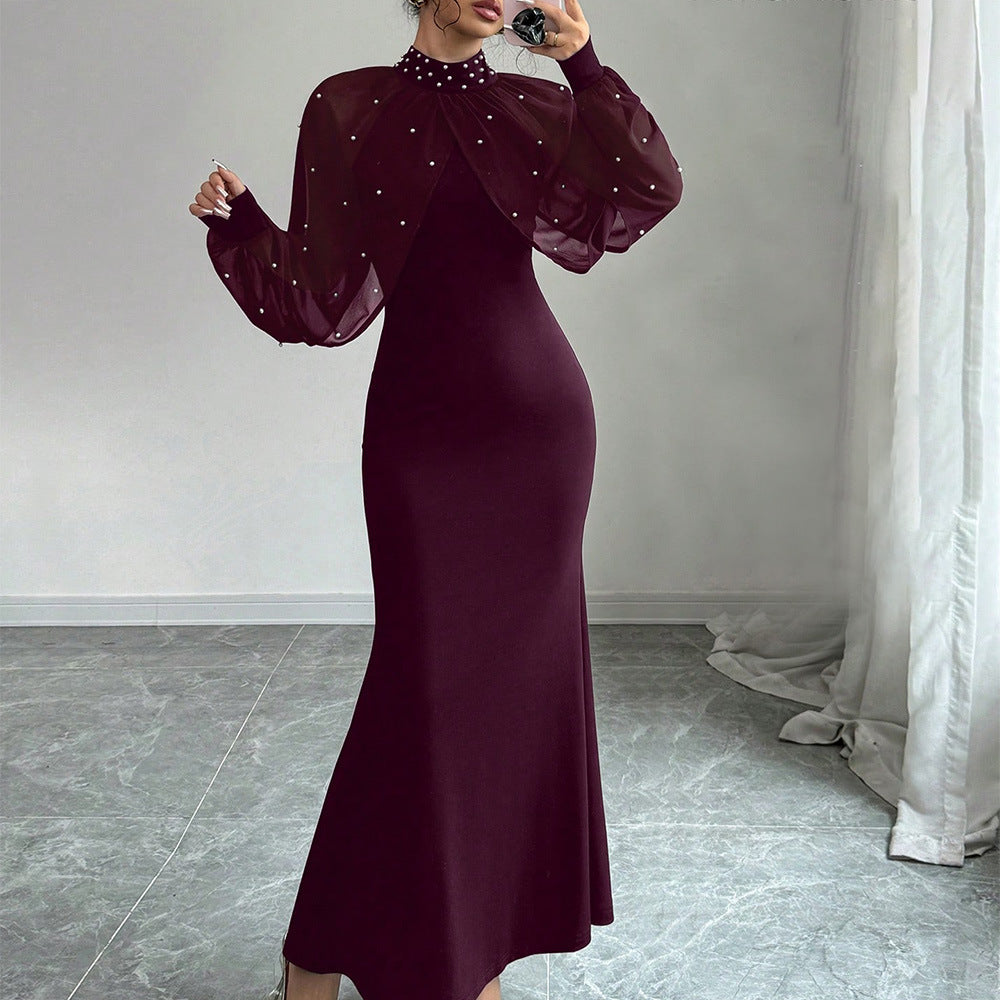 Womens Solid-Color Fashionable Patchwork Bodycon Dress