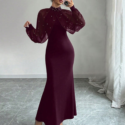 Womens Solid-Color Fashionable Patchwork Bodycon Dress