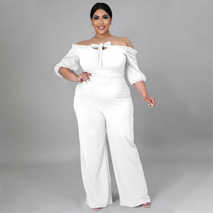 Women's Plus-Size Off-the-Shoulder Sexy Tube Jumpsuit