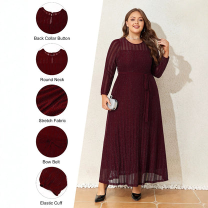 Shiny Elegant Lace-up See-through Plus-size