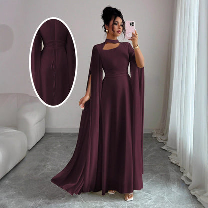 Womens Lace-Up Cloak Fit-and-Flare Dress