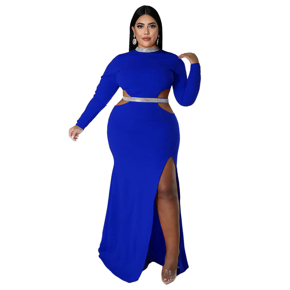 Women's Solid Color Casual Sexy Midriff-baring Slit Dress