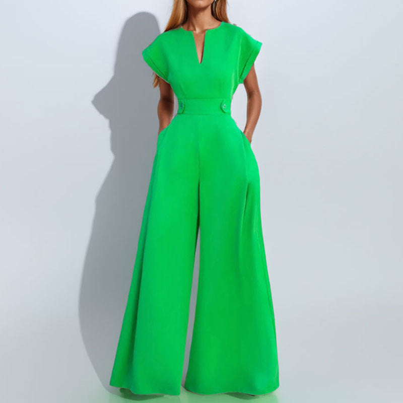 Graceful And Fashionable Solid Color High Waist Wide Leg Pants