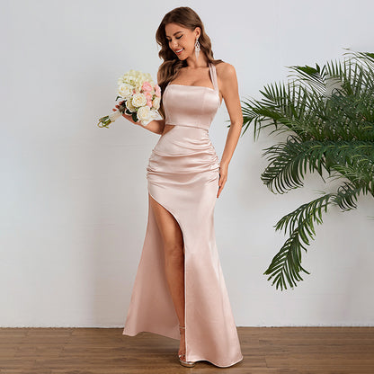Sexy Halterneck Hollow-Out Slit Evening Dress