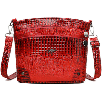 Crocodile Pattern Shoulder Bag Casual Multi-layer Vintage Crossbody Women's Bag