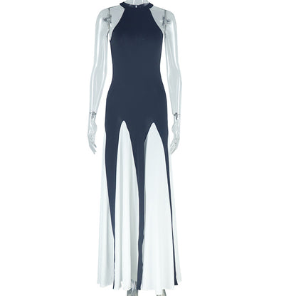 Sexy Crew-neck Sleeveless Slim-fit Asymmetrical Maxi Dress