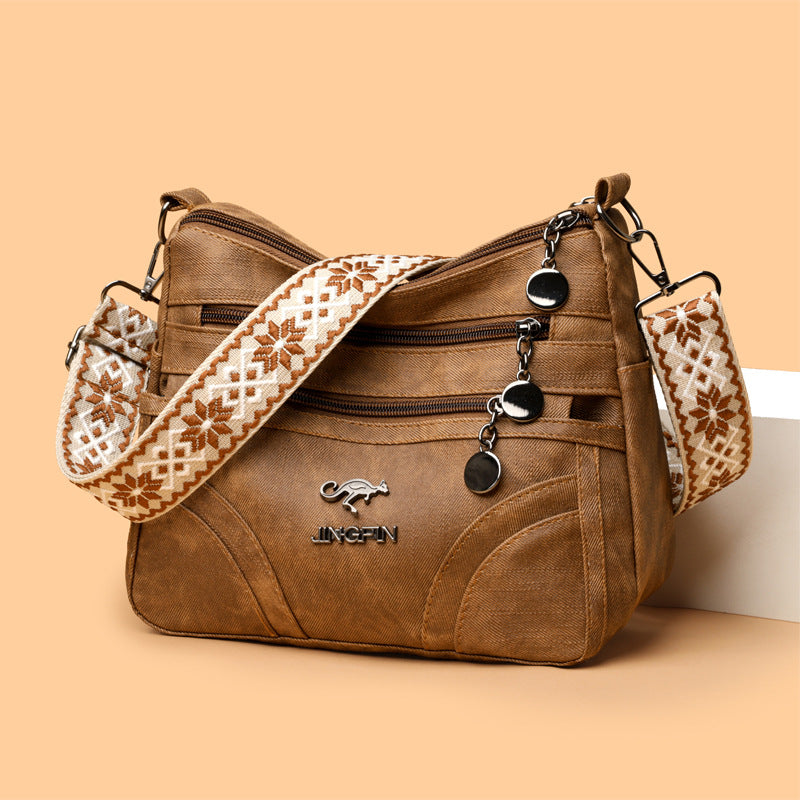 One-shoulder Soft Leather Tote All-match Women's Bag For The Middle-aged