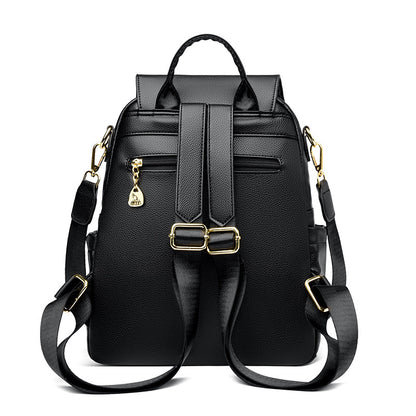 New Genuine Leather With Pendant High-value Female Student Travel Backpack