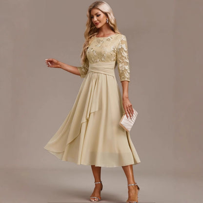 Round-neck Cross-border Spliced Elegant Lace Dress