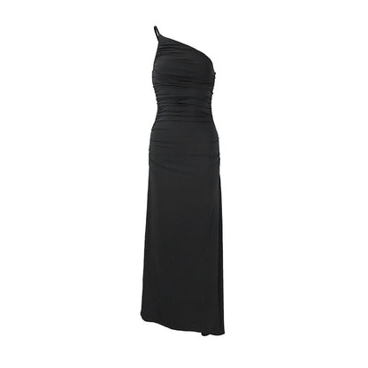 Asymmetrical One-shoulder Off-the-shoulder Dress