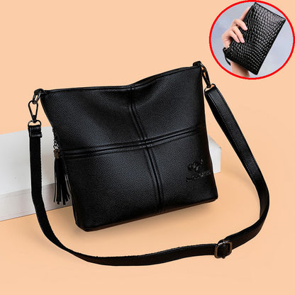 PU Soft-leather-texture Crossbody Bag With Large Capacity
