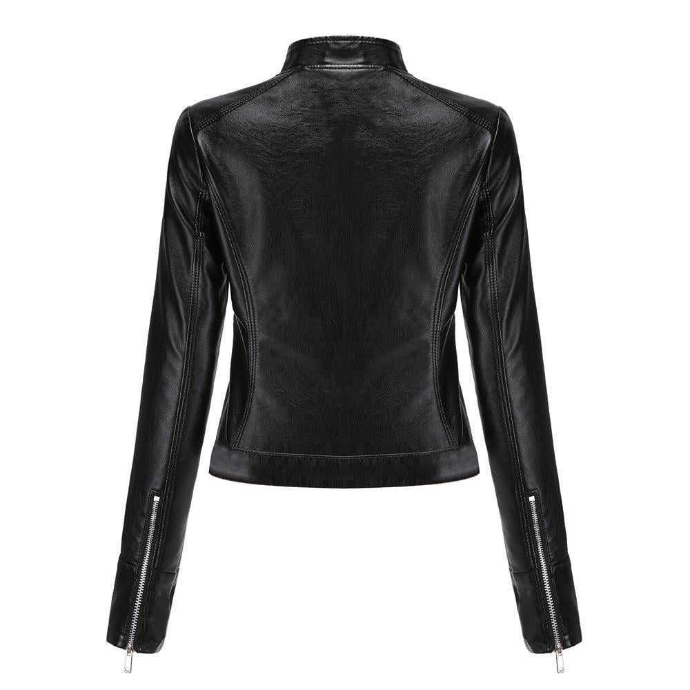 Short Leather Jacket Stand Collar Jacket Thin