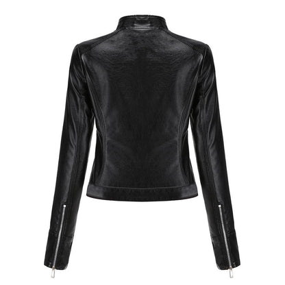 Short Leather Jacket Stand Collar Jacket Thin