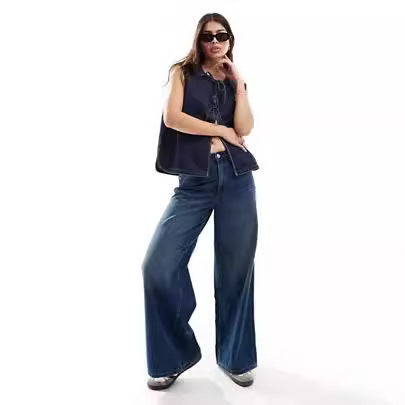 Fashion Rope Sleeveless Women's Denim Vest