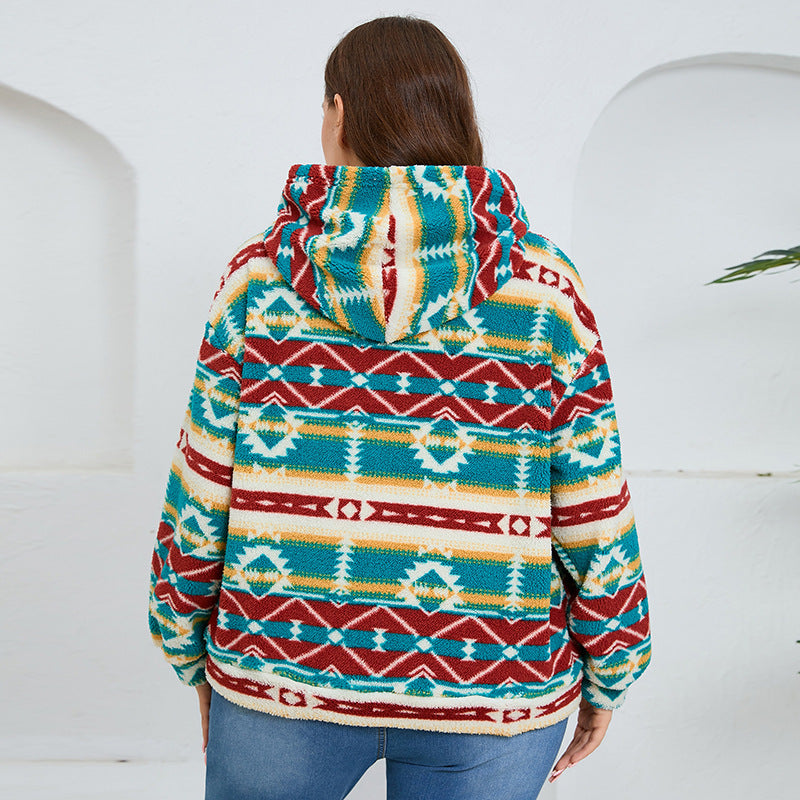 Loose Casual Long Sleeves Plush Large Pocket Top