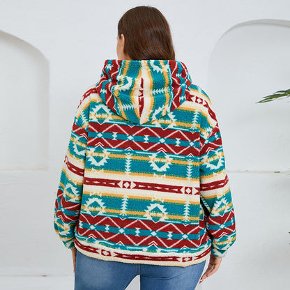 Loose Casual Long Sleeves Plush Large Pocket Top