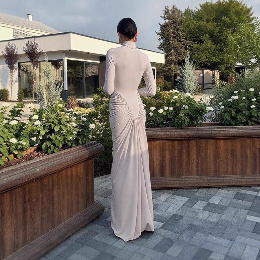 Turtleneck Long Sleeve Floorlength Dress